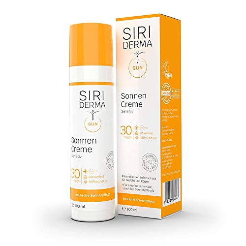 SIRIDERMA Sonnencreme | LSF30 | Mineralischer Sofortschutz für sensible Haut | Basisch, natürlich und hochverträglich | Ohne Nanopartikel (Leicht duftend)