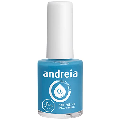 Andreia Nagellack Halal - Atmungsaktiv Luft - Wasser-Durchlässig - Ungiftig Farbintensiv - Naturkosmetik - Farbe B9 Blau - Grüntöne 10.5 ml