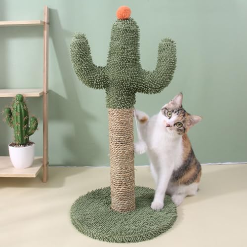 Kratzbaum für Katzen, niedlicher Kaktus, 59,9 cm hoch, Kratzbaum für Hauskatzen mit baumelnden Bällen, Kratzbaum, Sisalseil, Katzenkratzbäume für große Katzen und Kätzchen, grün