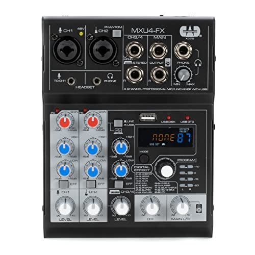 CAD Audio MXU4-FX 4-Kanal-Mixer mit USB-Schnittstelle und digitalen Effekten
