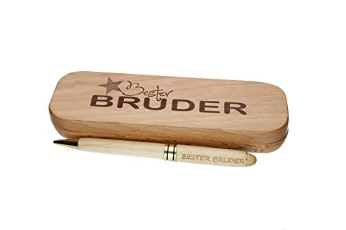 Kugelschreiber mit Gravur"Bester Bruder" in Geschenk-Schachtel aus Holz die Geschenkidee Stift graviert