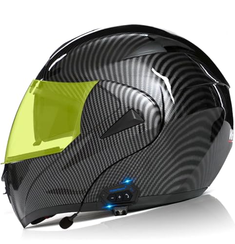 Motorradhelm Klapphelm Mit Bluetooth Motorrad Herren RollerHelm Bluetooth-Helm Mit Doppelvisier, ECE/DOT Genehmigt Integralhelm Vollvisierhelm Für Damen Und Herren 3,XL