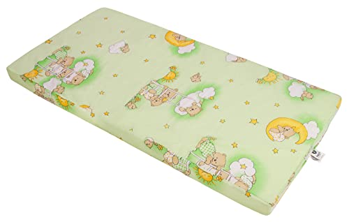 Best For Kids Kinderbettmatratze, Babymatratze 60x120 cm Kinder Rollmatratze 5 cm aus 100% Baumwolle (grün)