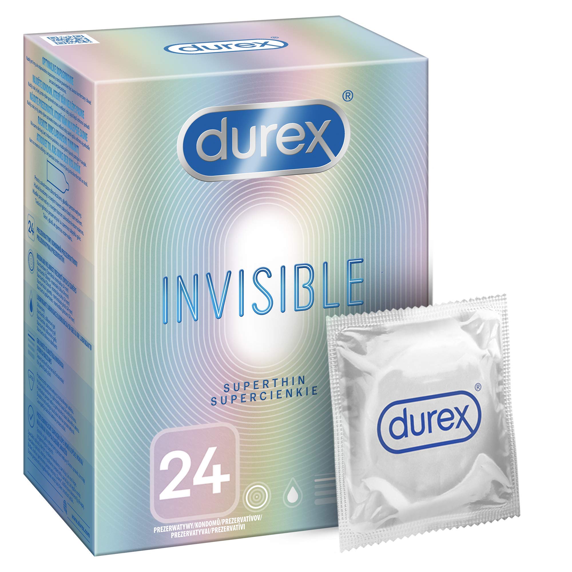 Durex Invisible Kondome – Kondome extra dünn für intensives Empfinden beim gemeinsamen Liebesspiel (Extra Sensitive, 24 Stück)