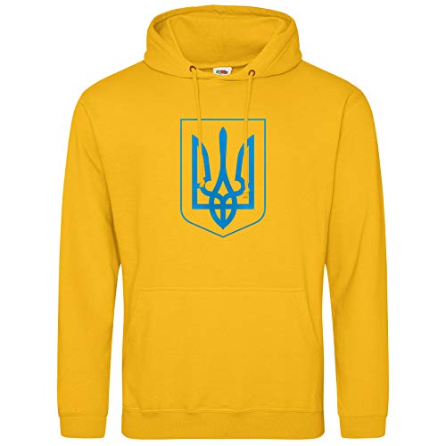 AkyTEX Ukraine Trysub Hoodie Kapuzenpullover Hoody Wappen (Gelb, XL)