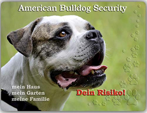 Merchandise for Fans Warnschild - Schild aus Aluminium Motiv: American Bulldog (01) - Größe: 30x40cm
