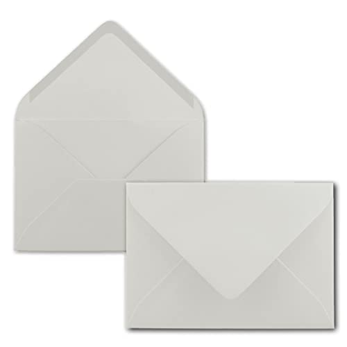 200x Briefumschläge B6 17,5 x 12,5 cm - Hellgrau - Nassklebung mit spitzer Klappe - 120 g/m² - Für Hochzeit, Gruß-Karten, Einladungen