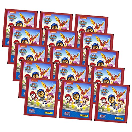 Panini Paw Patrol Sticker - Rescue Knights Serie 8 (2023) - 15 Tüten Sammelsticker im Bundle mit 10 STRONCARD Hüllen