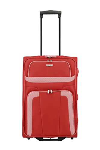 Travelite 2-Rad Koffer Größe M, Gepäck Serie ORLANDO: Klassischer Weichgepäck Trolley im zeitlosen Design, 098488-10, 63 cm, 58 Liter, rot