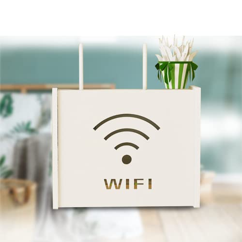 JHLA Multifunktionales WLAN Router Stand Router Regal Holz Aufbewahrung Dekorations-Box,A24x8.5x20cm