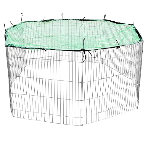 Melko Freigehege aus 8 Gittern mit Netz und Tür Tiergehege Ø 204 cm Freigehege Kaninchen