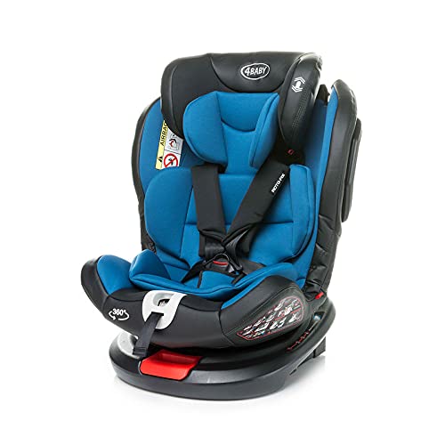 4BABY Roto-Fix Kindersitz 360° Autokindersitz 0-36 kg 0-12 Jahre mit ISOFIX ECE R45 Blue