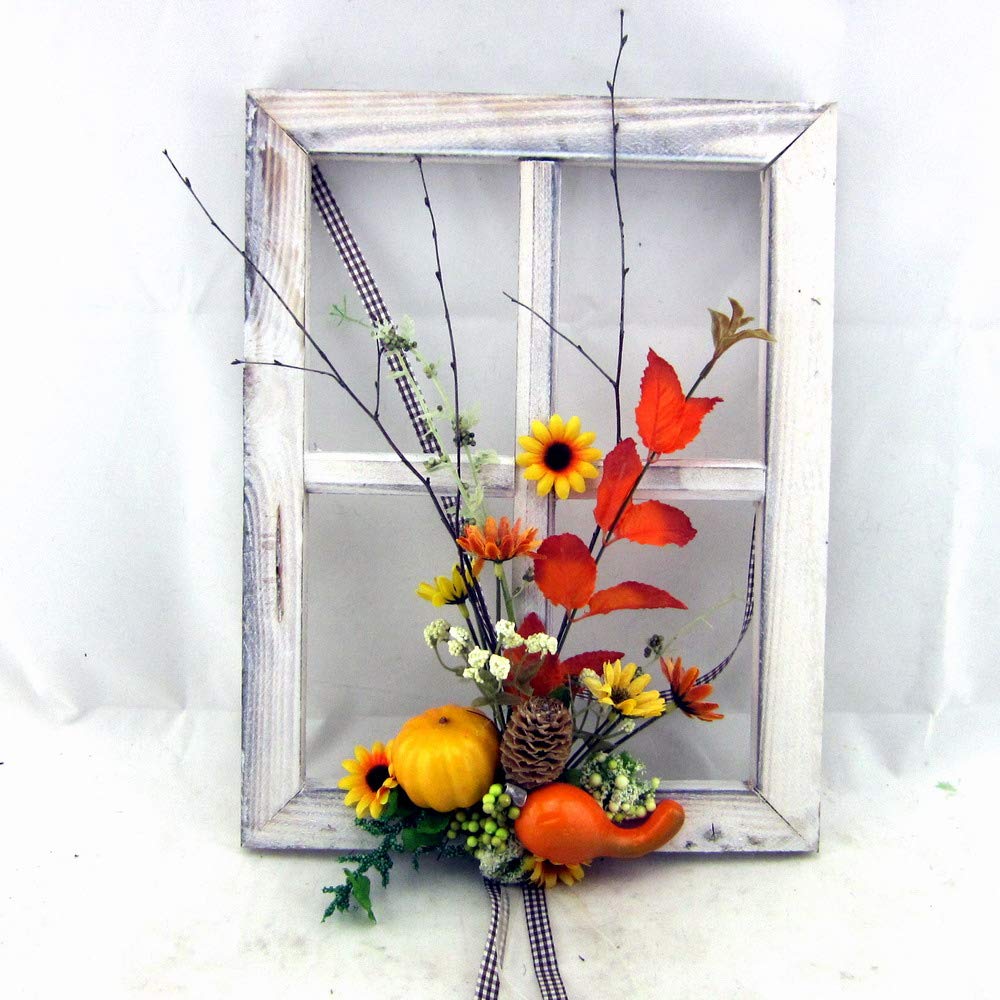 Türkranz Herbstdeko Dekofensterrahmen mit verschiedenen Motiven Handarbeit 34 x 27 cm - Frühling - Sommer - Herbst 555 (mit Kürbis)