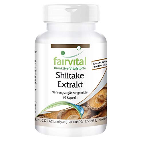 Shiitake Extrakt Kapseln 500mg - HOCHDOSIERT - VEGAN - 90 Kapseln - Pilzextrakt standardisiert auf 30% Polysaccharide
