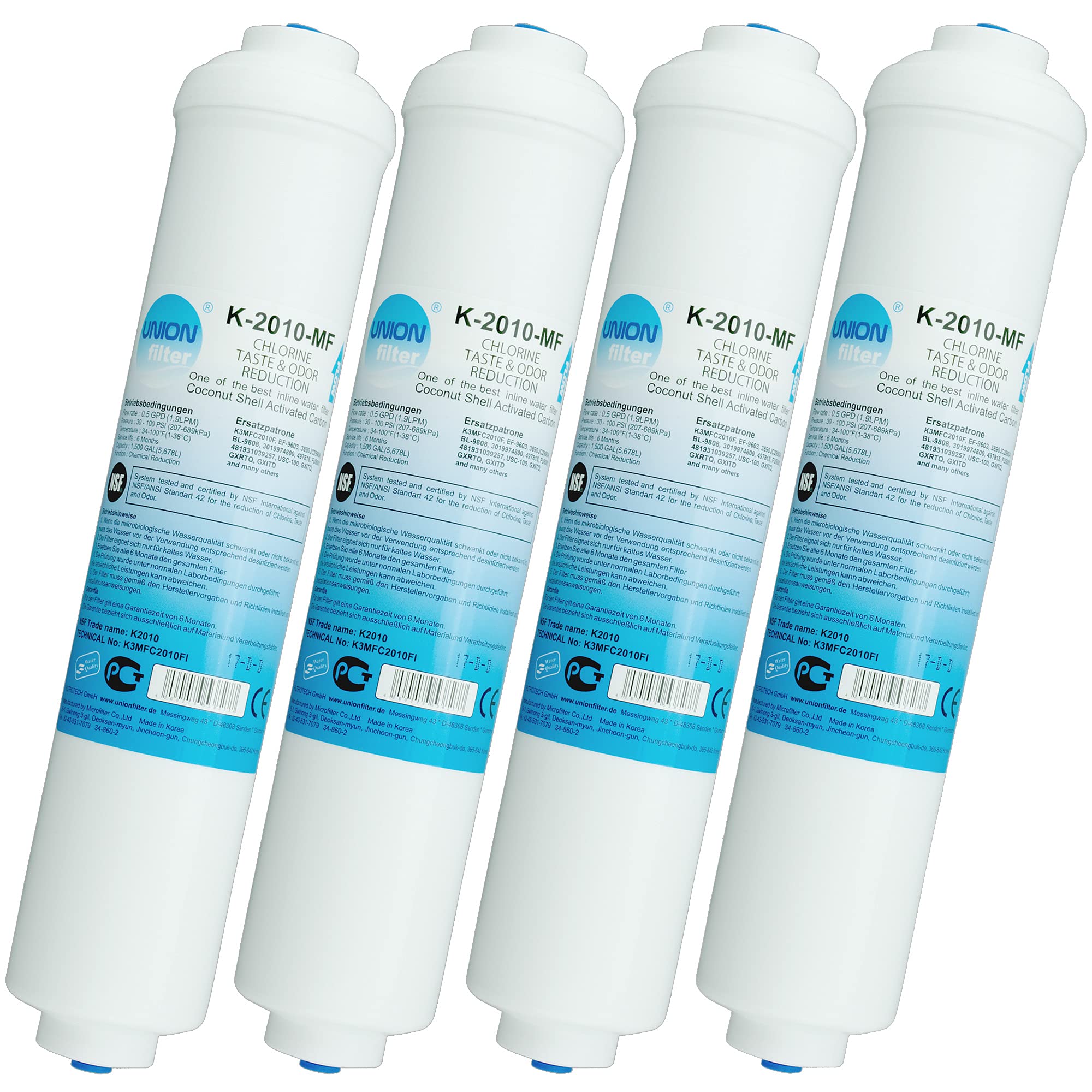 Wasserfilter für Samsung, LG, Side by Side Kühlschrank Filter extern. Schlauchanschluss ist fest integriert. 4-er Pack