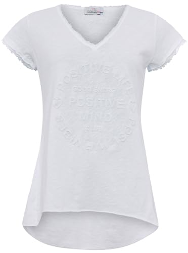 Zwillingsherz Shirt Positiv für Damen und Frauen - Hochwertiges 100% Baumwolle Oberteil kuschelig weich Sommer Kurzarm Hemd Top V Ausschnitt Fransen