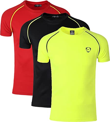 jeansian Herren Sportswear 3 Packs Sport Slim Quick Dry Short Sleeves Compression T-Shirt Tee LSL182 PackB XL