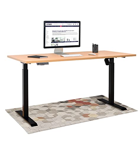 HighDesk SMART Höhenverstellbarer Schreibtisch (Schwarz + Buche I 120 x 70 cm) - Elektrischer Sitz- & Stehtisch mit Tischplatte - Stehschreibtisch Elektrisch Höhenverstellbar - von Krieg