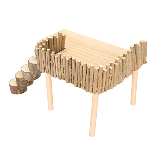 Rengu Hamster-Plattform, Multifunktionale Hamster-Kletterplattform aus Natürlichem Holz für Goldene Bären