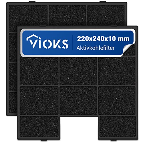 VIOKS Set 2x Aktivkohlefilter 220x240mm Ersatz für Amica PKM KF 17142 KCC705 Filtervlies Aktivkohle Dunstfilter , Filtermatte für Dunstabzugshaube