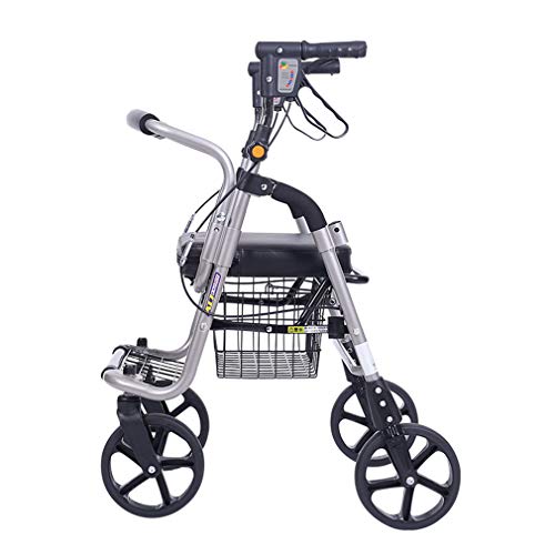 Einkaufswagen mit Aufbewahrungskorb | Faltbarer Rollator für ältere Menschen mit 4 Rädern und Sitz, feststellbaren Bremsen – höhenverstellbar – Rollstuhl-Transportruhestuhl für geriatrische