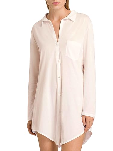 Hanro Damen Cotton Deluxe 1/1 Arm 90 cm Nachthemd, Rosa (Crystal Pink 071334), 36 (Herstellergröße: XS)