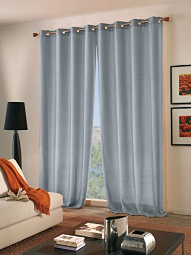 Home Collection TPA129 Panama Vorhang, Polyester, grau, 280x140x280 cm