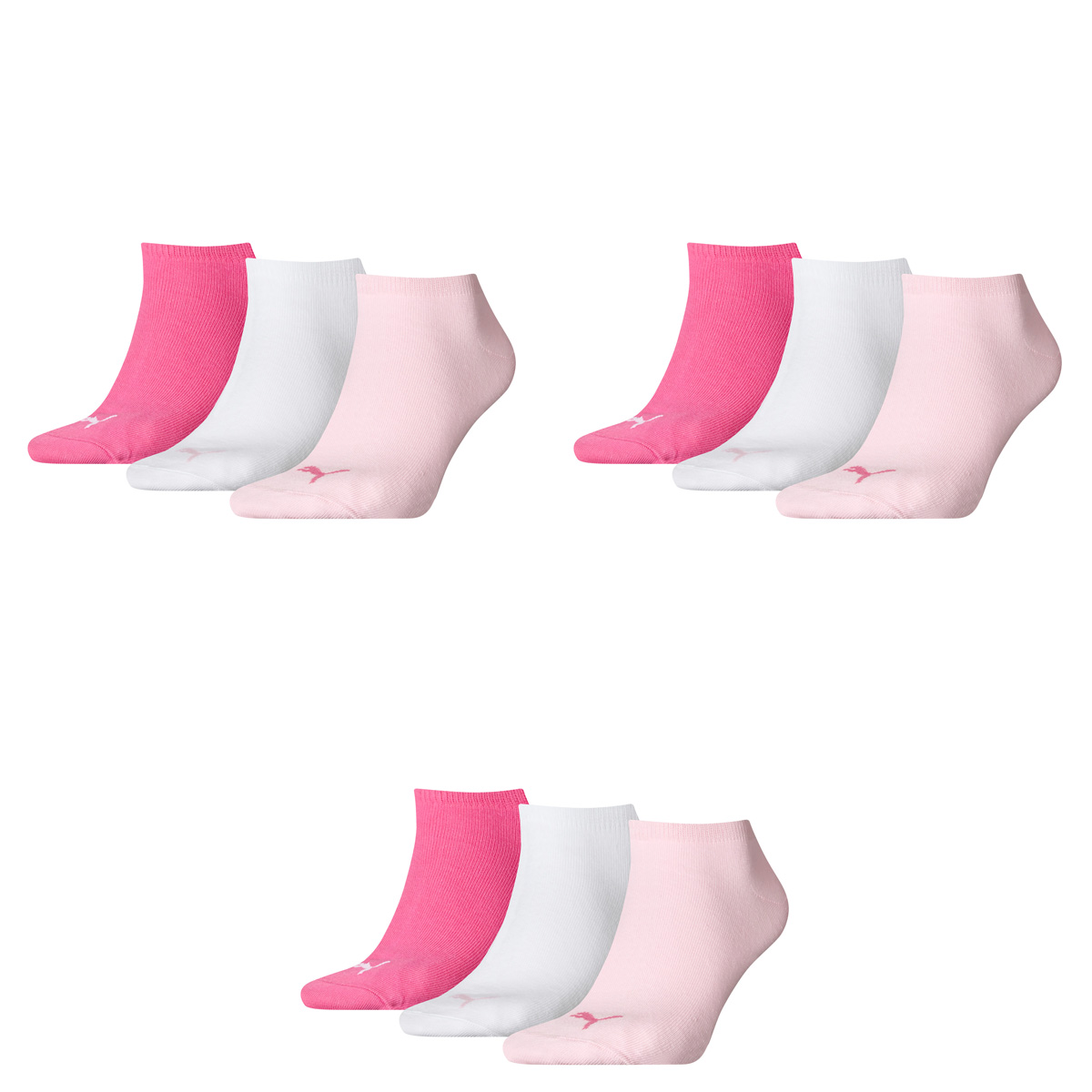 Puma unisex Sneaker Socken Kurzsocken Sportsocken 261080001 15 Paar, Farbe:Mehrfarbig, Menge:15 Paar (5 x 3er Pack), Größe:39-42, Artikel:-422 pink lady