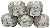 5 x 100g Strickwolle Cotton Bamboo mit 40% Baumwolle und 60% Bambus, 500 Gramm Strickgarn einfarbig (hellgrau 170-15)