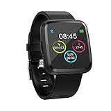 【2020 Modell】runR III Smartwatch Fitness Tracker HD-Farbbildschirm Fitness Armband Uhr mit Pulsmesser, Schlafmonitor, Sportuhr, Schrittzähler für Android und iOS, Sport, schwarz