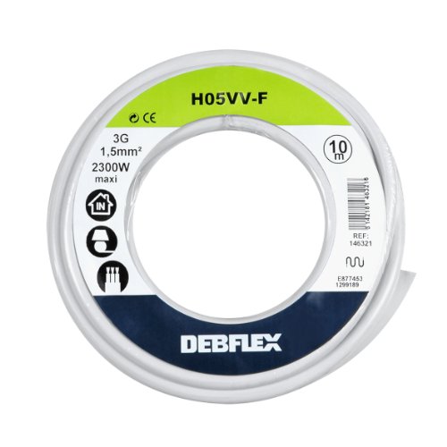 Debflex 146321 Spule, Kunststoffmantelleitung HO5VV-F 3G1,5, 10 m, weiß