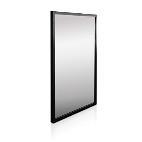 Classic by Casa Chic - Großer Wandspiegel - 90x60 cm - Echtholz - Handgefertigter Spiegel - Schwarz