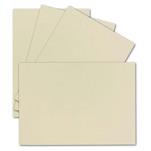 150 Einzel-Karten DIN A6-10,5 x 14,8 cm - 240 g/m² - Vanille/Creme gerippt - Ton-Papier Qualität, Bastel-Karten - Bastelkarton - blanko Postkarten