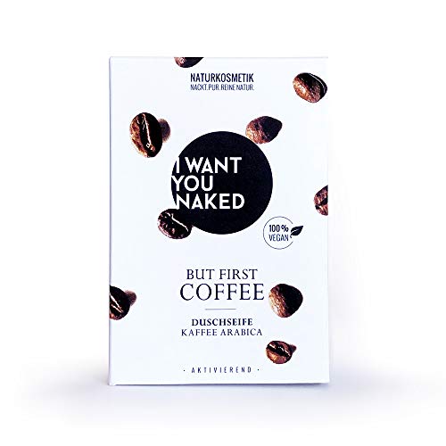 I want you naked - Straffende Peeling-Duschseife mit Kaffee und Mandelöl, 100 g
