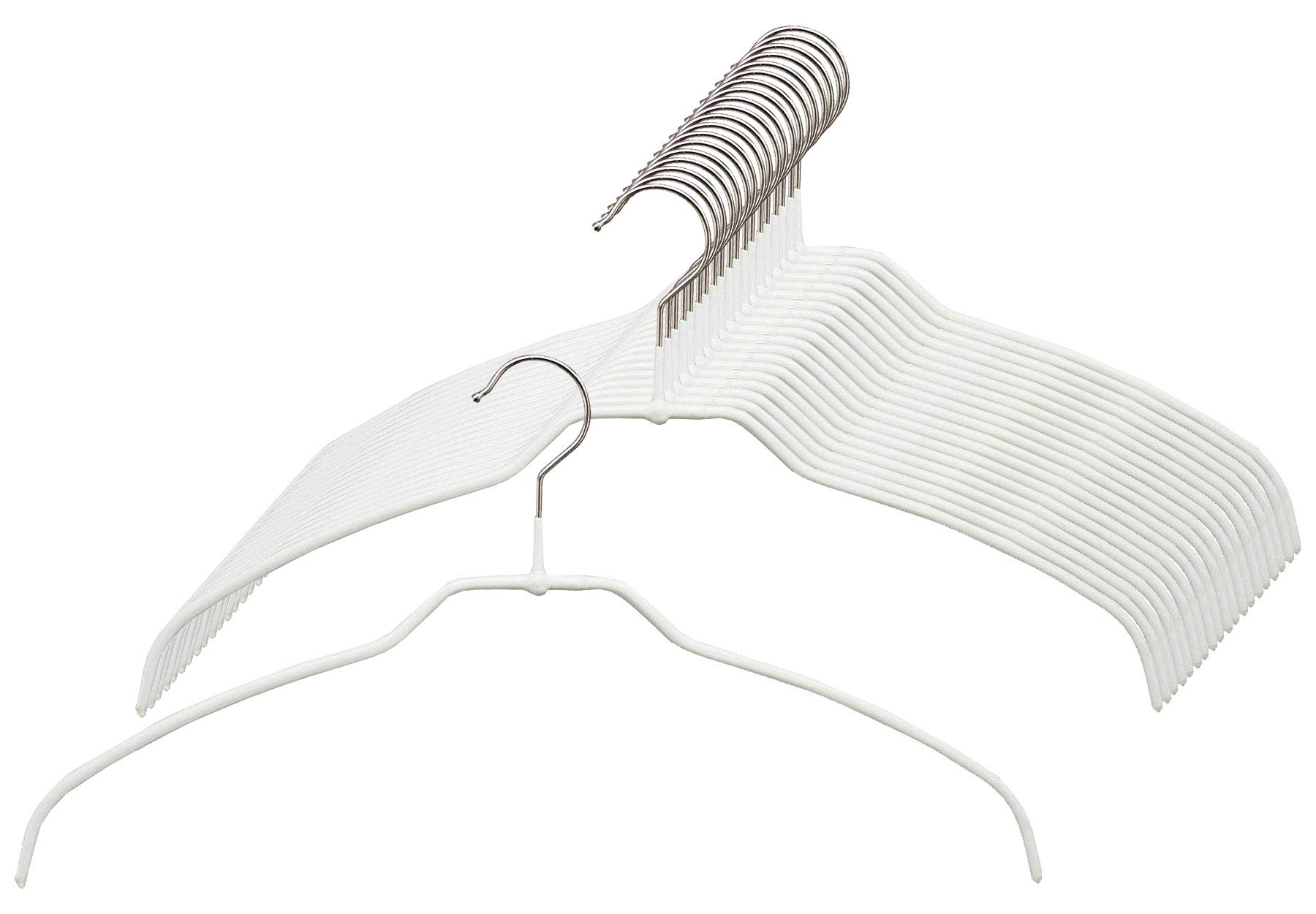 MAWA Kleiderbügel Light, 20 Stück, 50% platzsparende und rutschfeste Hemdenbügel, Blusenbügel, 360° drehbar, hochwertige Antirutsch-Beschichtung, 42 cm, Weiß