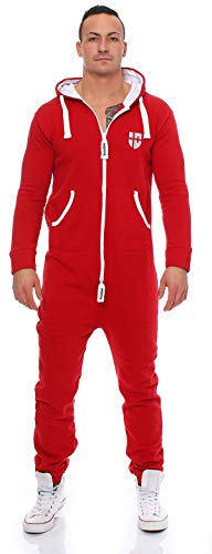 Gennadi Hoppe Herren Jumpsuit Onesie Jogger Einteiler Overall Slim Fit H6185 rot 2XL.