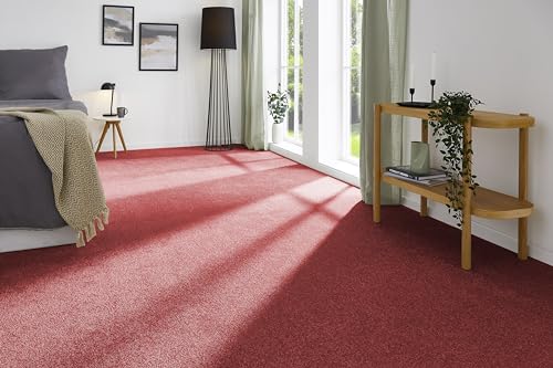 Teppichboden Verlours Auslegware Uni rot 400 x 400 cm. Weitere Farben und Größen verfügbar