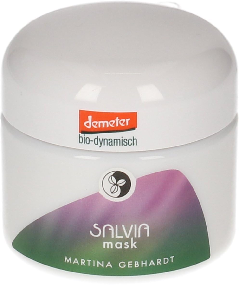 Martina Gebhardt Naturkosmetik Salvia Mask | Demeter | Enthält Salbei & Vulkanerde | Für fettige, großporige Haut | Reduzierung der Talgproduktion | 5 x 50 ml