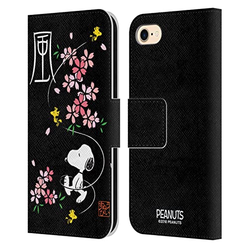 Head Case Designs Offizielle Peanuts Kirschen Blüten Orientalischer Snoopy Leder Brieftaschen Handyhülle Hülle Huelle kompatibel mit Apple iPhone 7 / iPhone 8 / iPhone SE 2020