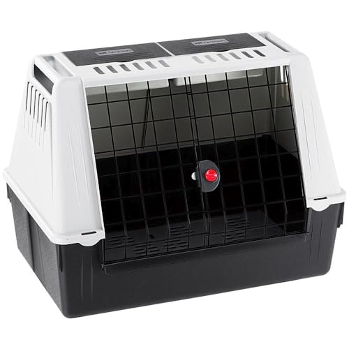 Ferplast 73080021W1 Autotransportbox für Hunde, Maße: 82 x 51 x 61 cm, grau