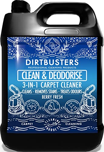 Dirtbusters 3 in 1 Teppich- und Polsterreiniger mit Beerenduft - reinigt & desodoriert - ideal für Reinigungsmaschinen - entfernt unangenehme Gerüche - 1 x 5 Liter