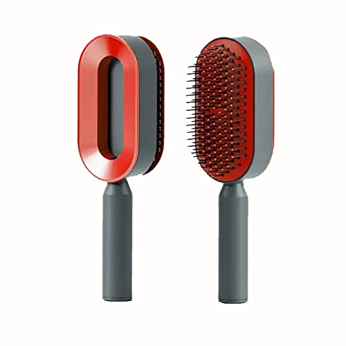 3D Luftkissen-MassagebüRste, Neue selbstreinigende Haarbürste, Anti-Tangling-Antistatik-Bürste, für alle Haartypen Geeignet (Red)