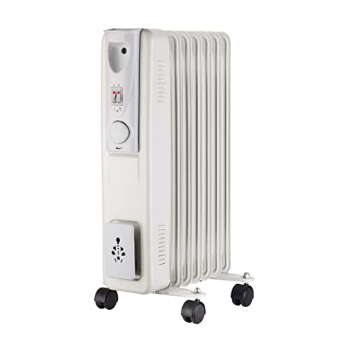 MaxxHome Elektrischer Ölradiator, Thermostat, 4 Räder, Überhitzungsschutz, 7 Lamellen