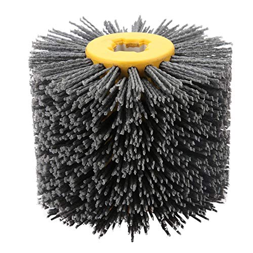 Nylonbürste, Drahtziehrad Pinsel Polieren Polierscheibe Körnung # 240, 19 mm Bohrung, Durchmesser: 120 mm, Schwarz Schleifbürste