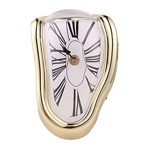 Carkio Kreative schmelzende Uhr, Wanduhr, dekorative Salvador Dali-Uhr, geschmolzene Uhr für Zuhause, Büro, Regal, Schreibtisch, Tischdekoration, lustiges kreatives Geschenk (Gold)
