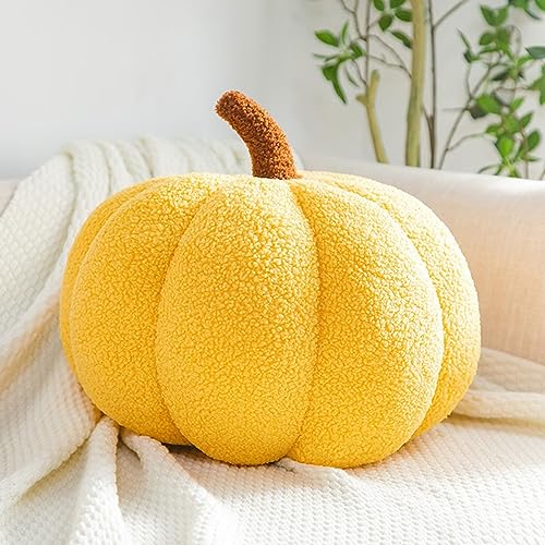 Gluhbirnen Kürbis Überwurfkissen, Kürbis Deko, Kürbiskissen Schlafzimmer Dekoration Dekoration, kürbis Kissen, Halloween deko, Partybevorzugung, 35cm, Gelb