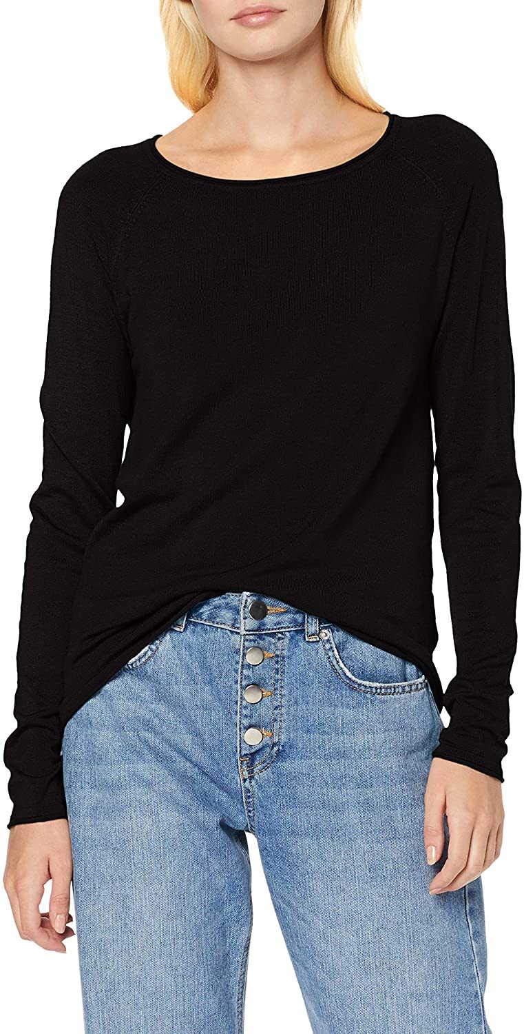 VERO MODA Damen VMNELLIE Glory LS Long Blouse NOOS Pullover, Schwarz (Black Black), 38 (Herstellergröße: M)