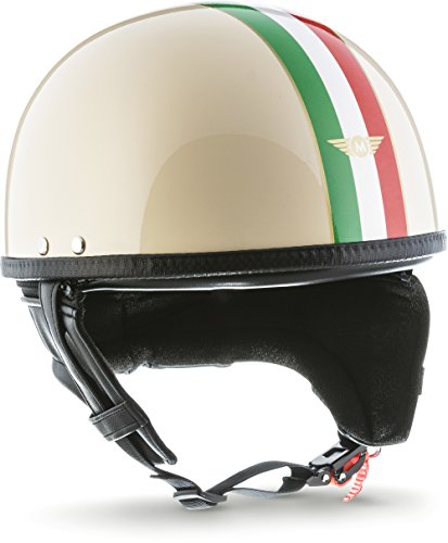 MOTO Helmets® D22 „Italy“ · Brain-Cap · Halbschale Jet-Helm Motorrad-Helm Roller-Helm Retro · Fiberglas Schnellverschluss SlimShell Tasche M (57-58cm)