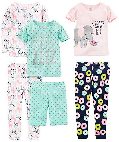 Simple Joys by Carter's 6-teiliges Schlafanzug-Set, eng anliegend, Donut/Zebra/Punkte, 8 Jahre