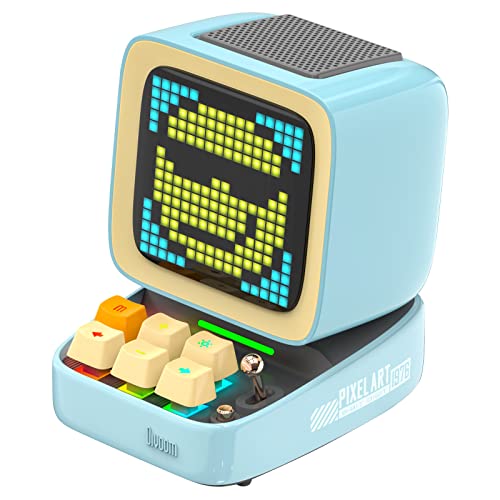 Divoom Ditoo Multifunctional Pixel Art LED Tragbarer Bluetooth Lautsprecher, 256 Programmierbares LED Panel mit Party Licht, Smart Digital Tischuhr, Gaming Musikbox unterstützt TF Karte & Radio (blue)